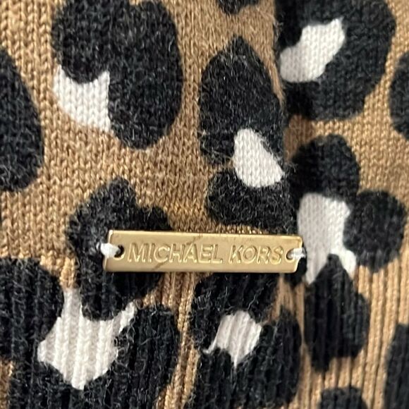 Michael Michael Kors Brown/Black Animal Print V Neck Sweater Size Small - Picture 5 of 11